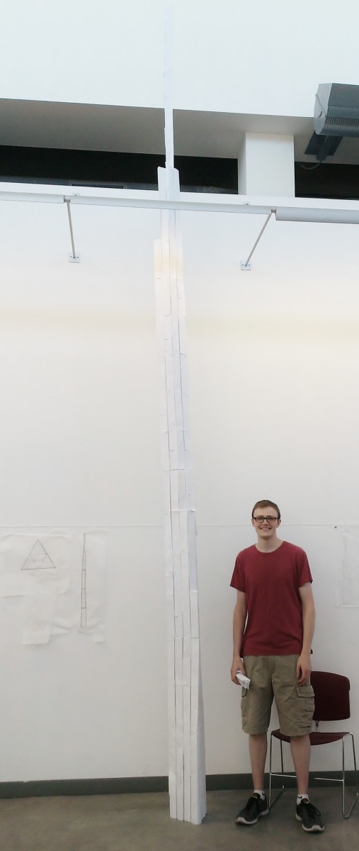 17 foot tall paper tower, with 
