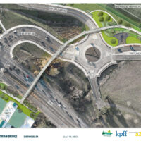 Aerial site plan rendering for the future Sherwood Highway 99W Pedestrian Bridge